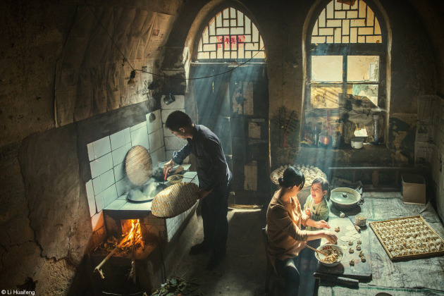 OVERALL WINNER, Li Huaifeng, China, 'Taste'. The photograph was taken in Licheng, Shanxi, on a warm and sunny day, and shows a young family sharing in the joy of preparing food.