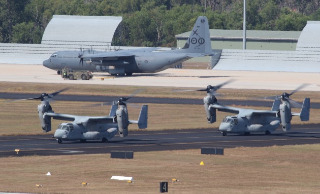 MV-22B Ospreys of US Marine Medium Tiltrotor Squadron 268 (VMM-268). (Nigel Pittaway)