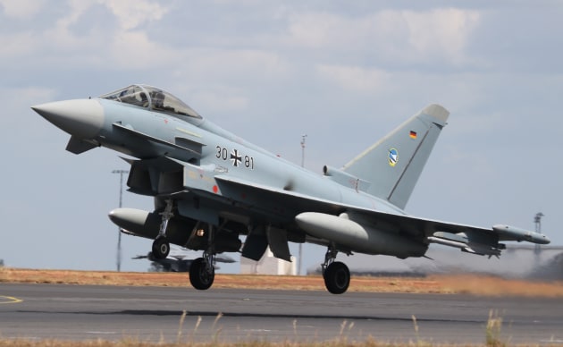 A Luftwaffe Eurofighter taken at RAAF Base Darwin, departing for a Pitch Black mission. (Nigel Pittaway)