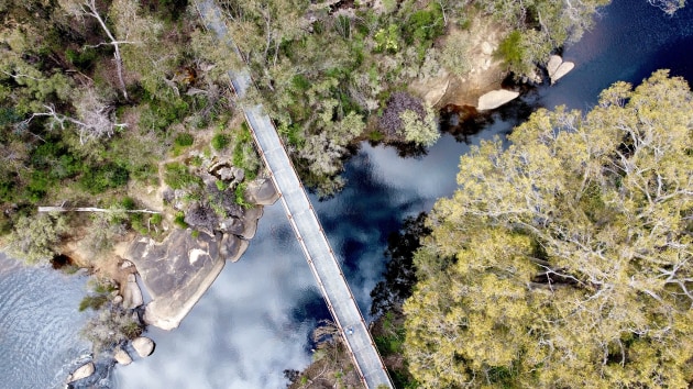 Aerial view of Kaniyang Wiilman Bridge.