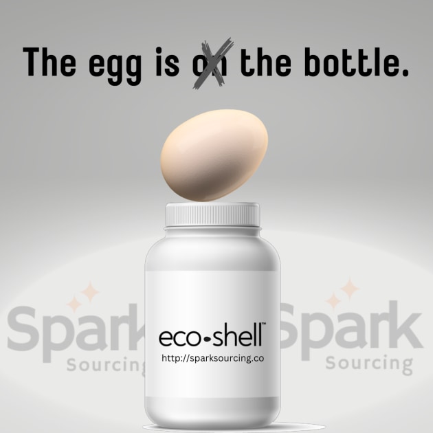 Eco-shell uses a calcium compound derived from egg shells.