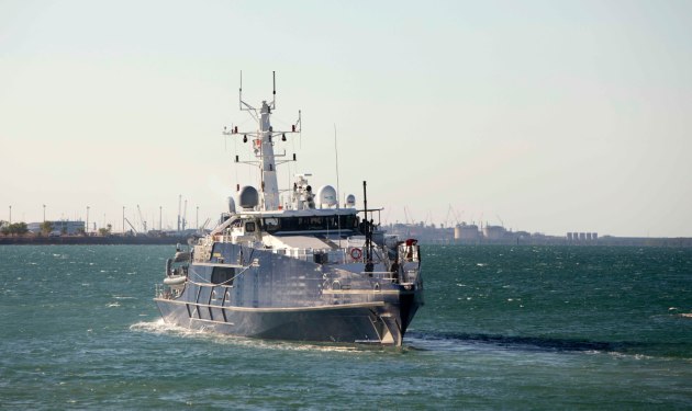 EM's Cobra satellite terminal is fitted to the Cape Class patrol boats. (Defence)