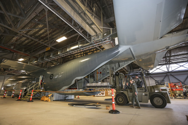 The C-130J Hercules Fuselage Trainer at Richmond for training is an accurate and dedicated cargo compartment training device. (Defence)