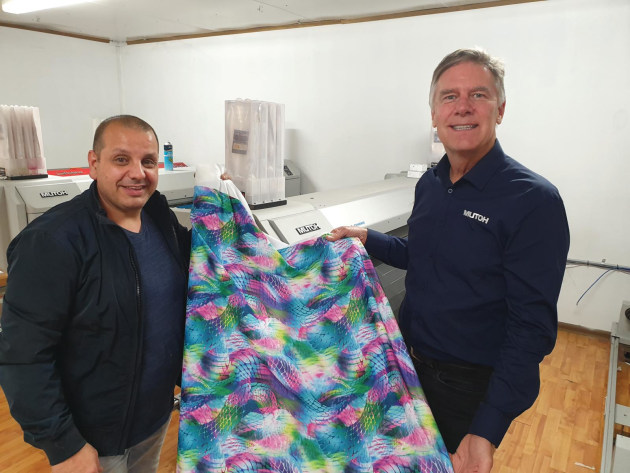 Vibrant partnership: Joe Aliano, Mereton Textiles (left) and Russell Cavenagh, Mutoh