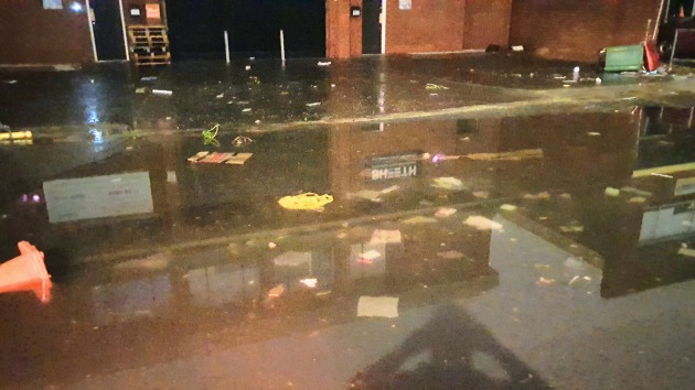 Flooded: outside the Imagination building