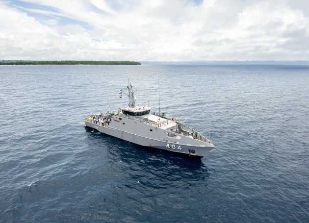 A commemorative service is conducted onboard HMPNGS Gilbert Toropo at the location of HMAS AE1 off the coast of Rabaul in Papua New Guinea.
Credit: Defence