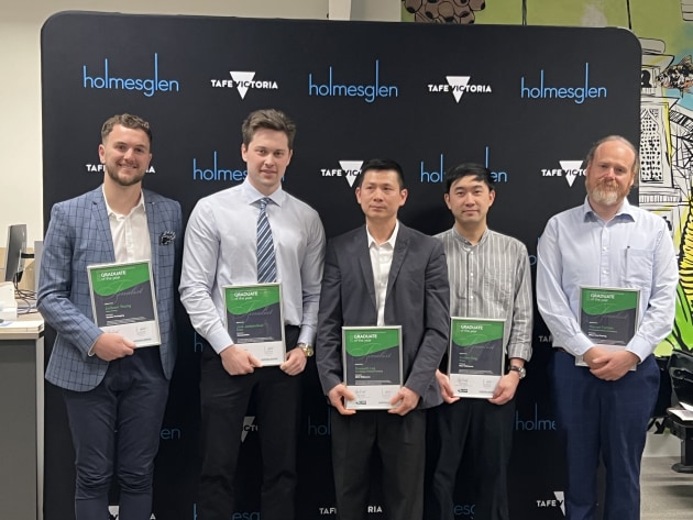 Future leaders: (l-r) Jackson Young, Jack Jankauskas, Davouth Lay, Sorkim Eng and Marcel Feillafe (Chris Murphy absent)