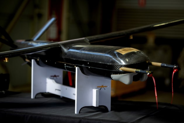 Innovaero&rsquo;s OWL-B one-way-attack munition, on display at Fairbairn, Canberra.

Credit: Innovaero