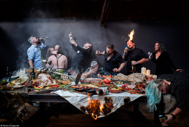 Production Paradise Previously Published, Remko Kraaijeveld,	Netherlands. 'After Party'. Food is the joy of life. No photoshop, made in one shot.