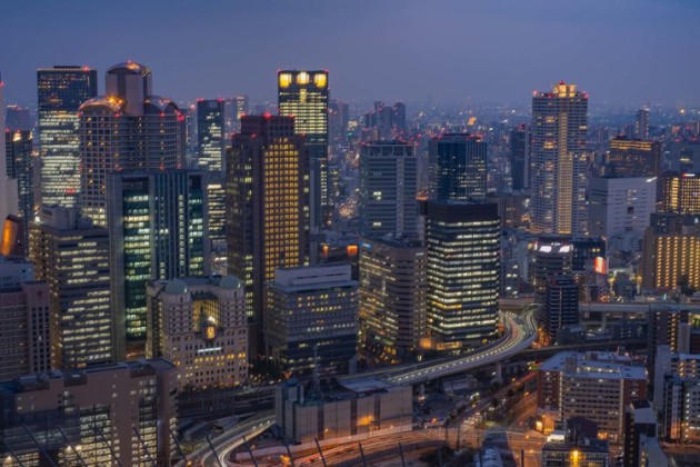 Umeda Sky Building offers views of the unique Gate Tower Building which is notable for the highway that runs through it.