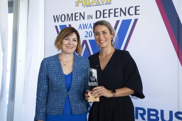 Tamara White of ASC, Rising Star award winner, with Caroline Dawson of Leidos. Credit: Leigh Atkinson