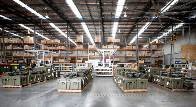 A Boeing warehouse containing Project Currawong equipment to be delivered to Army under Land 2072 Phase 2B. Credit: BDA