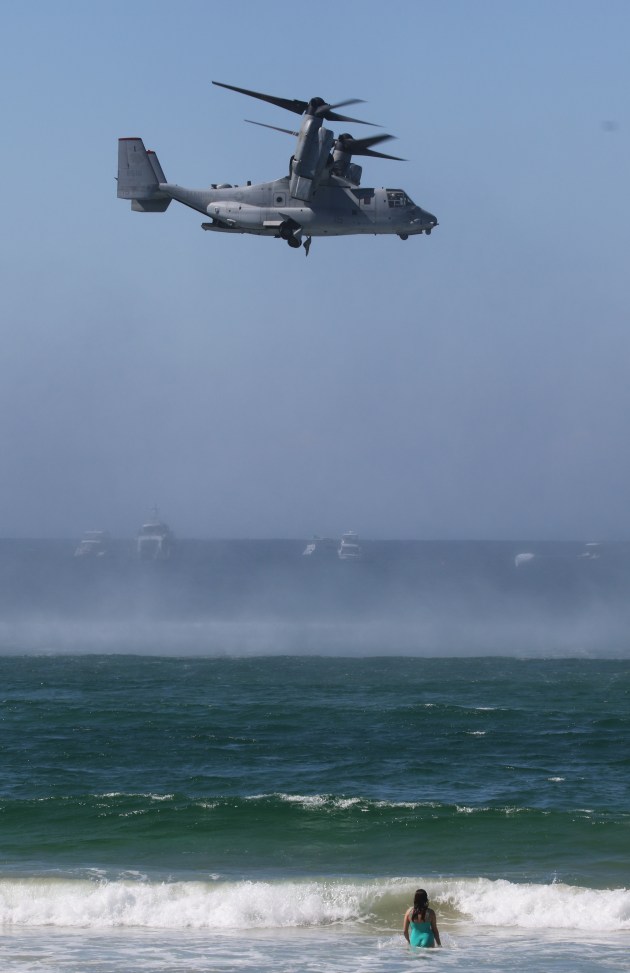 A lucky swimmer gets a ringside seat to the Osprey's demonstration.
Credit: Nigel Pittaway