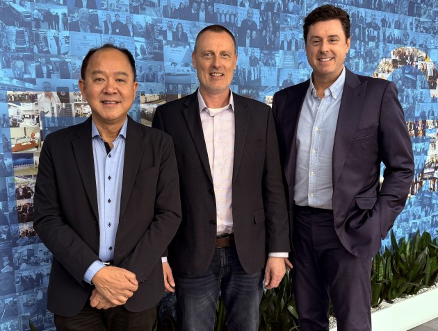 Partnership: (l-r) Alan Tam, Currie Group; Olaf Gerber, baumannperfecta; and Rob Mesaros Currie Group