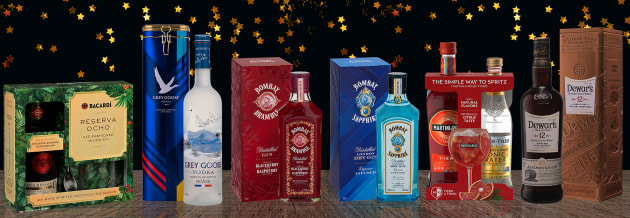 The Christmas gift pack brand portfolio includes 100 per cent plastic-free designs for Bacardi, Grey Goose, Bombay Sapphire, Martini and Dewars.