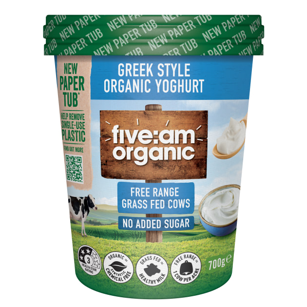 The new tubs and lids are composed of 90 per cent responsibly sourced paperboard, with a thin polyethylene (PE) plastic lining to ensure the product maintains its quality and freshness.
Source: five:am