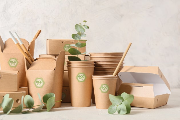 BASF's certified compostable and soil-biodegradable biopolymers Ecovio BMB and Ecoflex BMB for food service packaging.