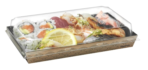 BioBoard sushi trays are made from FSC Premium paper and lined with a unique aqueous coating.