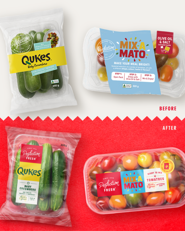 Boxer & Co is behind the refreshed packaging and brand architecture for Perfection Fresh.
Source: Boxer & Co