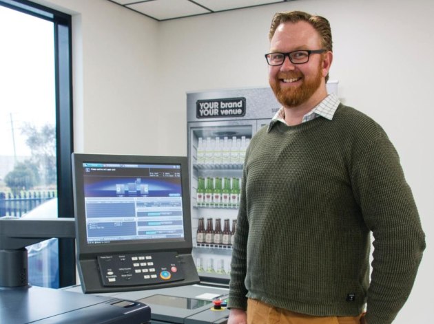 New business: Jack Colvin, general manager, Brewtopia, with the company’s new Konica Minolta AccurioLabel 190
