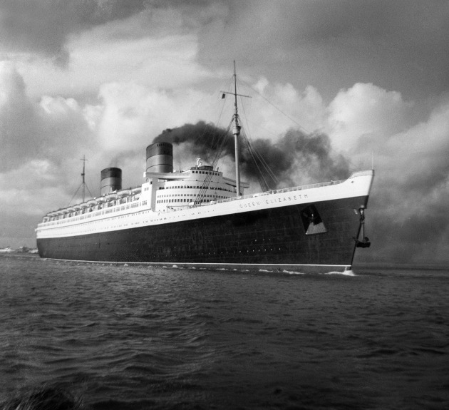 Queen Elizabeth leaving South Hampton. Off my first roll of film, a 127 film, on the two shillings and sixpence Bakelite VP Twin Camera.