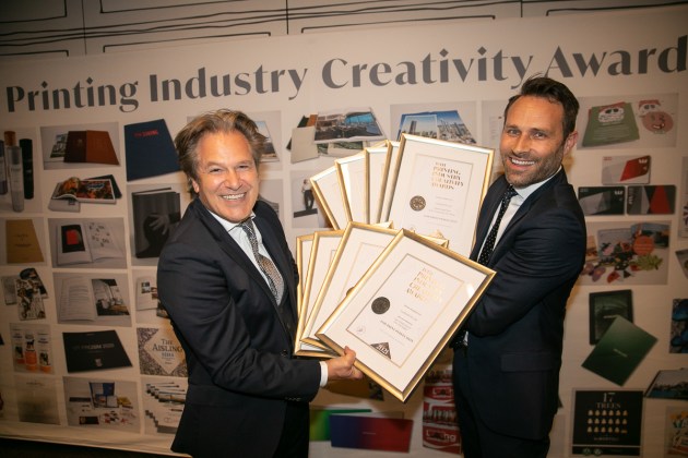 Carbon8 took home a swag of awards: Peter Mussura (left) and Kenneth Beck Pederson show off their haul