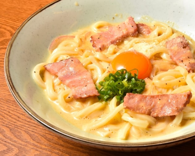 Carbonara Udon marries two very popular tastes: Italian creaminess with Japanese umami. 
Source: Pureprofile