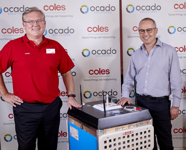 Coles CEO Steven Cain and Ocado CEO Tim Steiner.