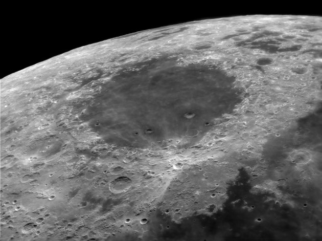 Coming in to land at Mare Crisium Spaceport! © Bud Martin Budzynski (UK). Celestron C11 279mm Schmidt-Cassegrain reflecting telescope at F/10, IR filter, Celestron CGX mount, FLIR (Point Grey) Grasshopper3 mono camera, multiple stacked exposures.