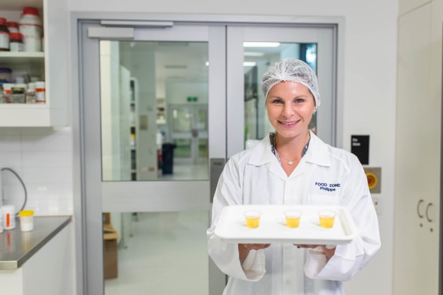 Consumer and Sensory Scientist Phillipa Lyons preparing a taste test.