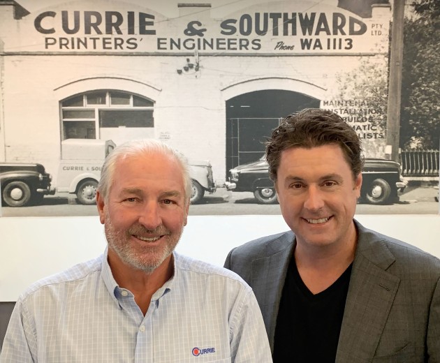 Change at Currie Group: David Currie (left) steps back, Rob Mesaros steps up