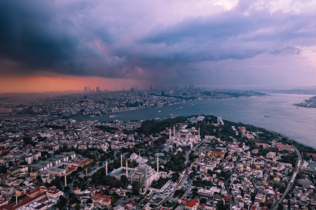 Istanbul, Turkey. Large scale storms and wild cloud formations are one of my favourite subjects to photograph. As the sun was ready to set, I ran to a quite nearby park and positioned the mosques in line with the storm. DJI Mavic 2 Pro. 1/120s @ f4, ISO 100. -O.7EV.