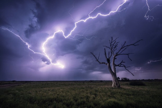 Goondiwindi, QLD. Chasing in the country is such a thrill but also a challenge. Finding compositions with a great point of interest is hard, but as you can see here, a simple dead tree and the right lightning can make for a powerful image. Nikon D850, 14-24mm f/2.8 lens @ 14mm, 30s @ f/5.6, ISO 250.