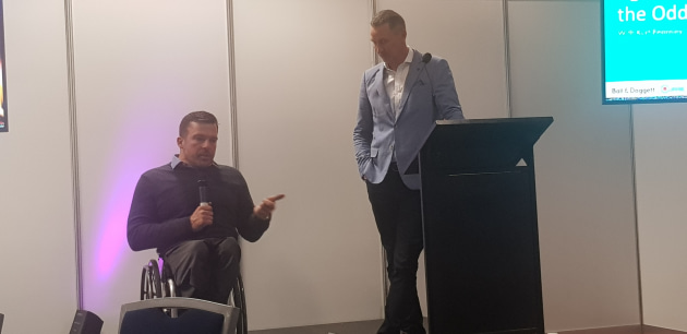 Embrace the struggle: Kurt Fearnley with Kelvin Gage at Dscoop PrintEx