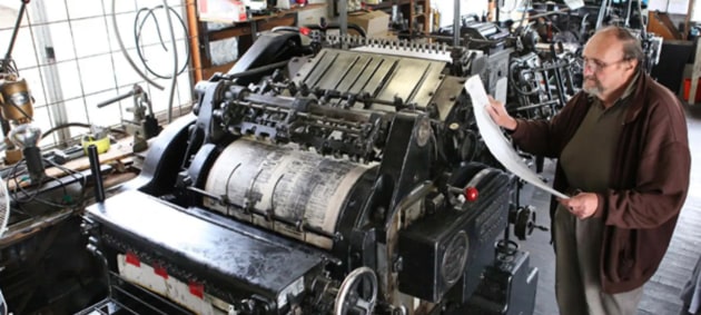 Rare press: the late John English with the Heidelberg Cyclinder