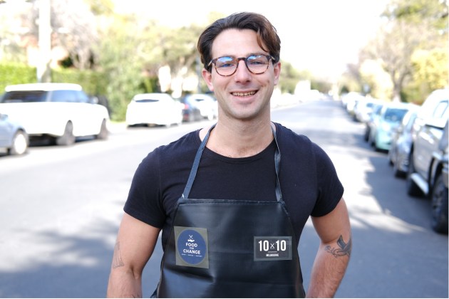 Vicon charity aprons: Hish Needham at the Food for Chnage Masterchef cook-off
