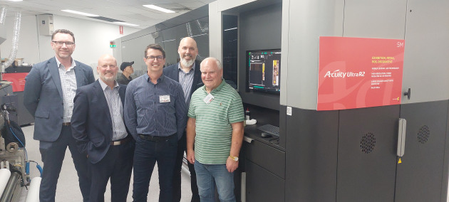 Cactus installs fIrst Fujifilm Acuity Ultra R2 in Australia: (l-r) Glenn Conyers, Fujifilm; Luke Wooldridge, Fujifilm; Glenn Moffatt, Cactus; Troy Neighbour, Fujifilm; and Keith Ferrel, Cactus