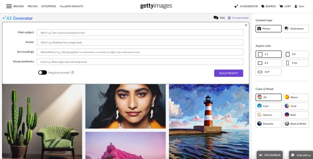 Getty's AI generation interface. Image: Getty/supplied