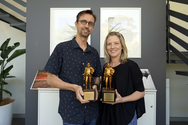 Best in the world: Geoff Hunt and Libby Jeffrey with the Bennys