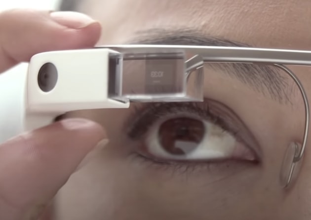 Google Glass. They retailed for $2000 in 2013 and featured a 'head up display' and video camera.