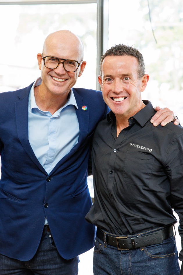 Woolworths Food managing director, Guy Brent, with The Kitchenary CEO, Ray Hanly.
Source: The Kitchenary