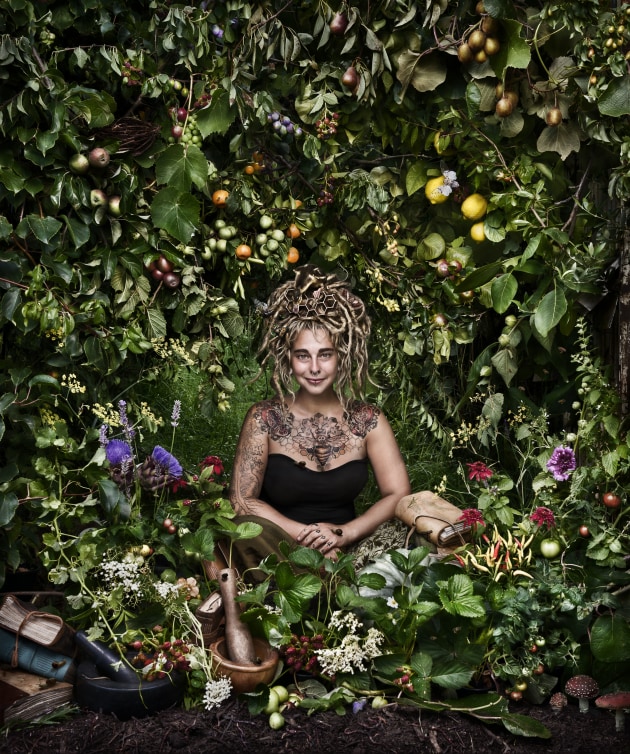 “The Permaculturalist”, a portrait of Australian Permaculture Designer Taj Scicluna in Silvan, Victoria, Australia, and some of the planning behind the shot. My partner had gone to checkout Taj’s new place in Silvan and was quickly on the phone to me. “Kez, all the trees are fruiting! If you want to do this shoot you need to do it now or wait a whole year!” We shot this two days later in January 2017. It took us almost the whole day to walk around the property selecting the “perfect” fruiting branches to set the scene. Meters of fishing line, many hidden clamps and booms later, we had a cave of edible abundance! If you look closely you’ll spot some of the animal life hidden through the scene, including a little black and yellow duckling. Nikon D800, Nikon 24-70mm F/2.8 lens. 1/40s @ f8, ISO 400.