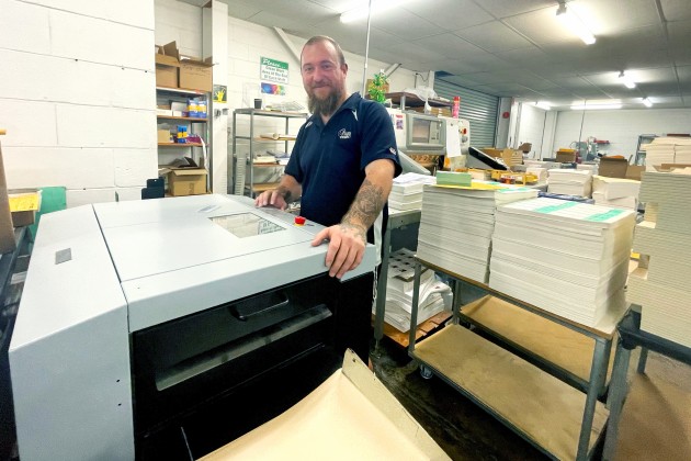 Keeping ahead of growing demand: Aaron Kent with the new Horizon StitchLiner at Payne Print & Sign