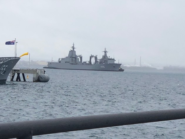 The Royal Australian Navy (RAN)’s new Auxiliary Oiler Replenishment (AOR) ship, NUSHIP Supply, arriving at HMAS Stirling, Garden Island in Western Australia. (Supplied)