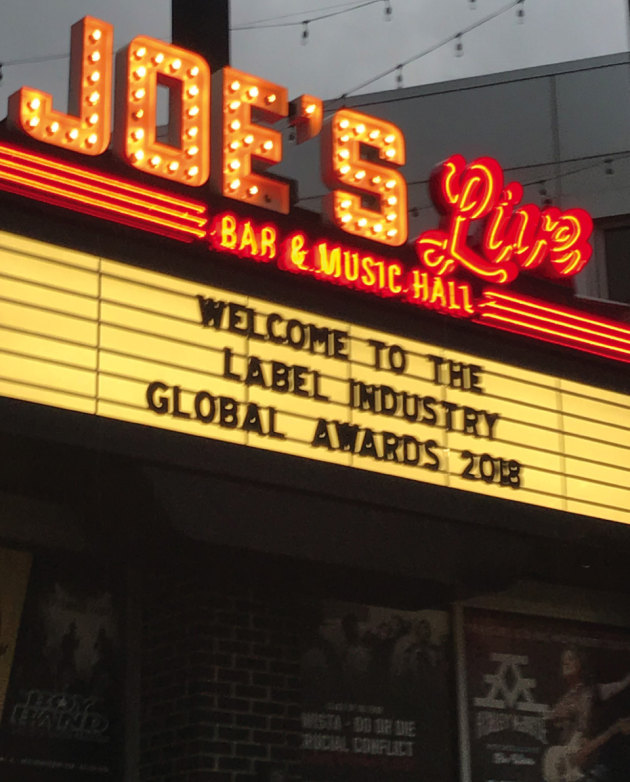 Joe's Live Bar and Music Hall, Chicago, hosted the Label Industry Global Awards 2018.