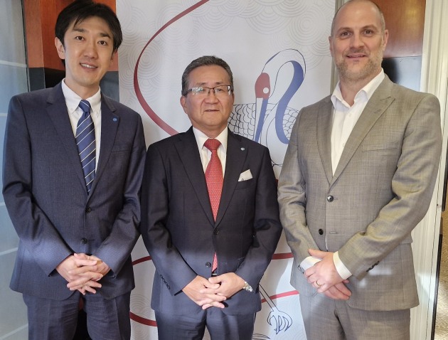 Touring Australia: Toshimitsu Taiko (centre) Global CEO, Konica Minolta, with Yohei Konaka (left), the ANZ chairman and managing director, and Andy Cocker, general manager, PPIP in ANZ.