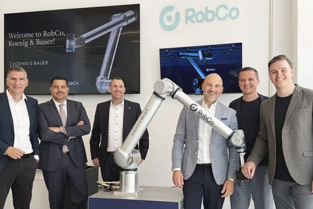 Koenig & Bauer and RobCo partner on no-code robotics for postpress automation