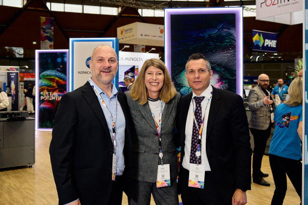 (l-r): Konica Minolta's Andrew Cocker, Melissa Dempsey and Dean Hosking at PacPrint