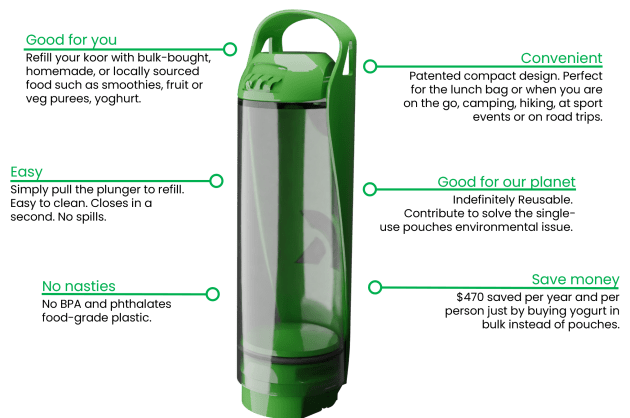 koor refillable container features