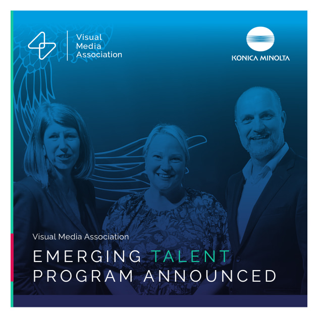 Emerging Talent programme launched for print: (l-r) Melissa Dempsey, marketing manager Konica Minolta; Kellie Northwood, CEO, VMA; Andy Cocker, general manager, Minolta Production print